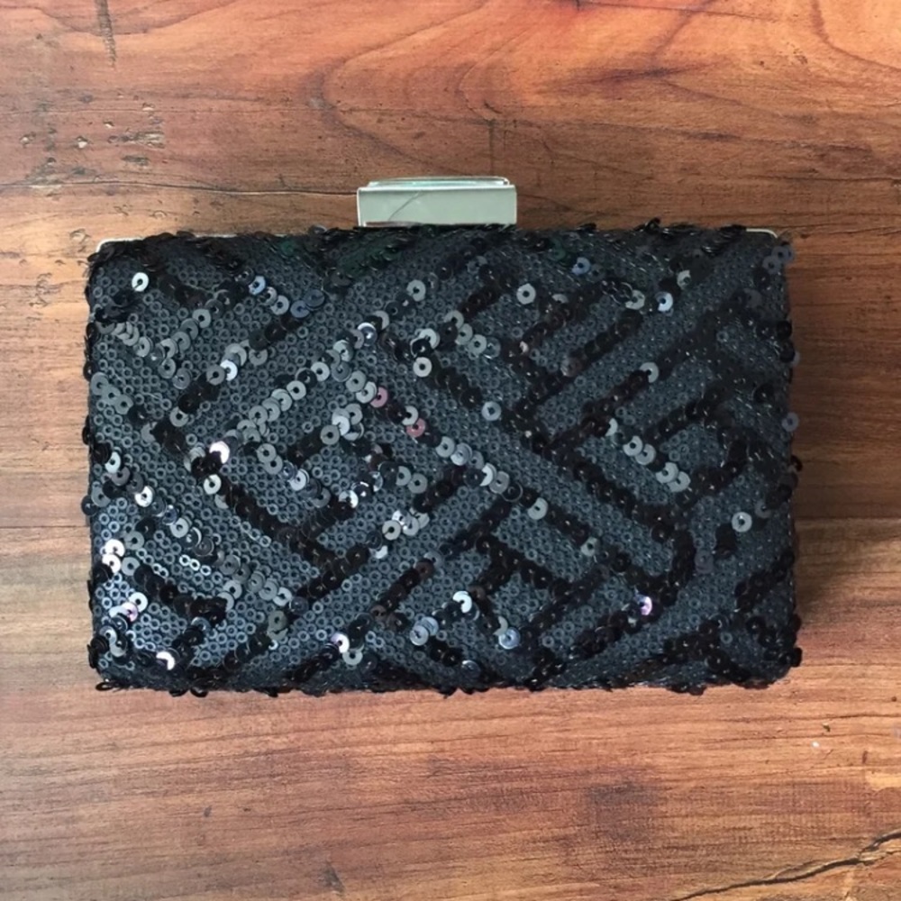 Black sequin clutch